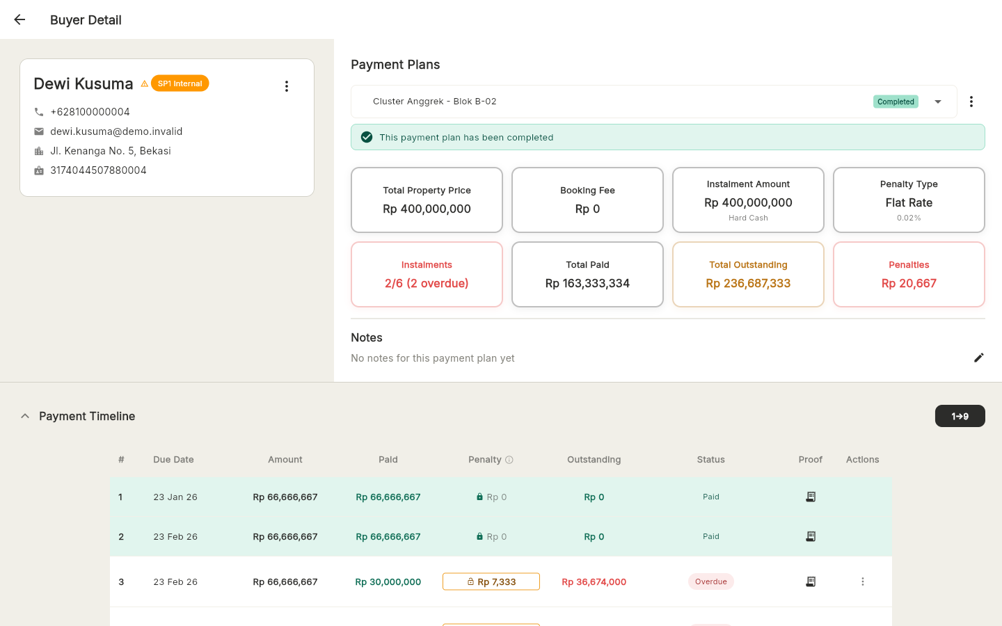 BayarTepat buyer detail with penalty tracking